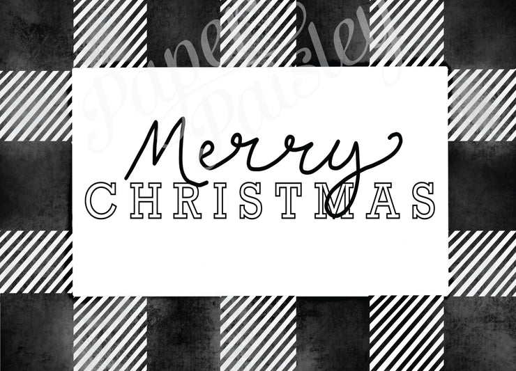Merry Christmas Black and White Care Package Sticker Kit